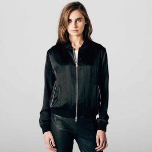 DSTLD BLACK 100% SILK BOMBER JACKET
